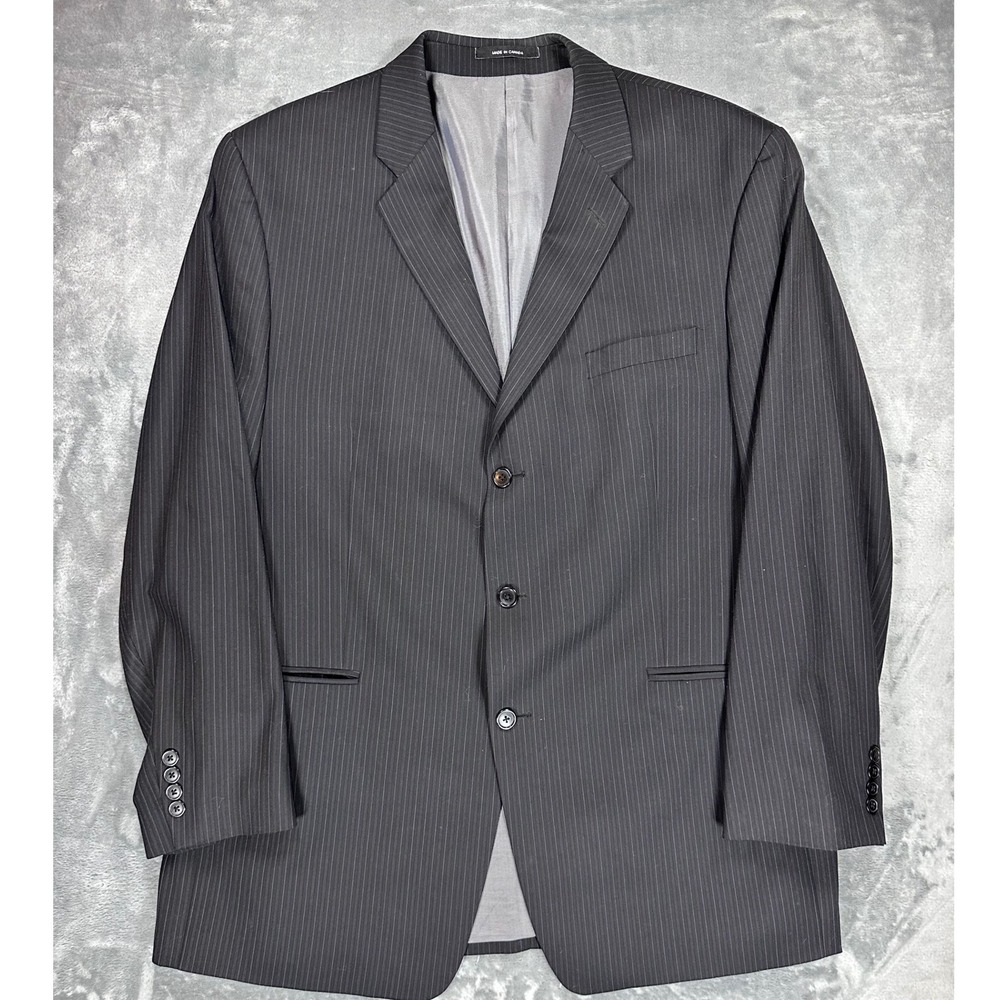 Calvin Klein Mens Blazer Black Pinstripe Wool Blend 3 Button Sport Coat Canada